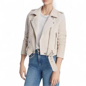 Blank NYC White Sand Suede Moto Jacket Size M - Cream Neutral Moto
